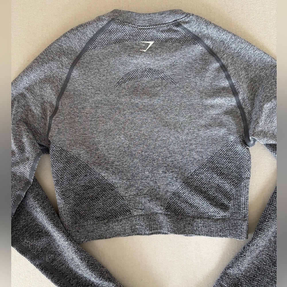 GYMSHARK Flex long sleeve crop top grey S small athletic - Picture 2 of 7